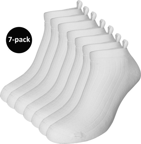 Chaussettes baskets WeirdoSox – Paquet de 7 – Avec semelle et languette en éponge – Wit – Femme – Taille 43-46
