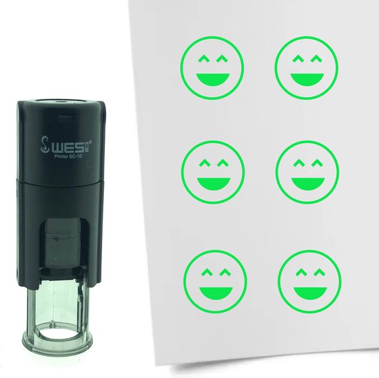 CombiCraft Tampon Smiley Cheerful rond 10mm – Encre verte