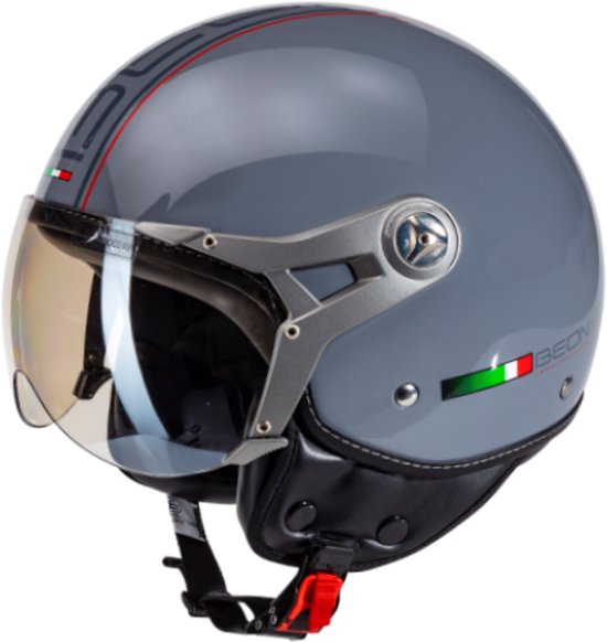 BEON DESIGN-B Grijs – Casque jet – Casque scooter, Casque cyclomoteur – L