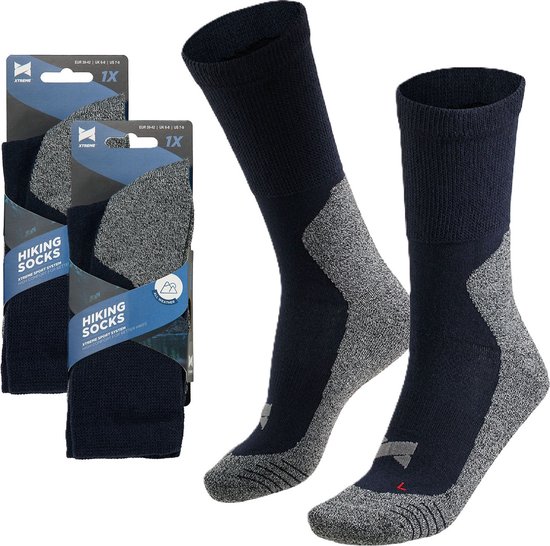 Chaussettes de randonnée Apollo – bleu – adultes – taille 39/42 – Plein air – Coolmax – Pour usage intensif – 2x paire