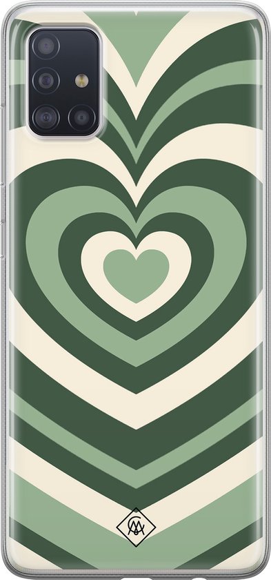 Coque Samsung Galaxy A51 – Tourbillon de coeur vert – Vert – Coque de téléphone en Siliconen – Casimoda