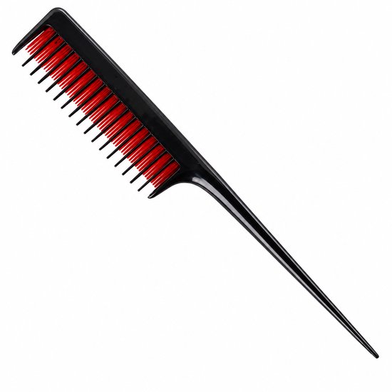 Cheveux in Style® | Peigne 8600 | Peigne à peigne rouge | Peigne de Coiffure Professionnel Rouge Zwart