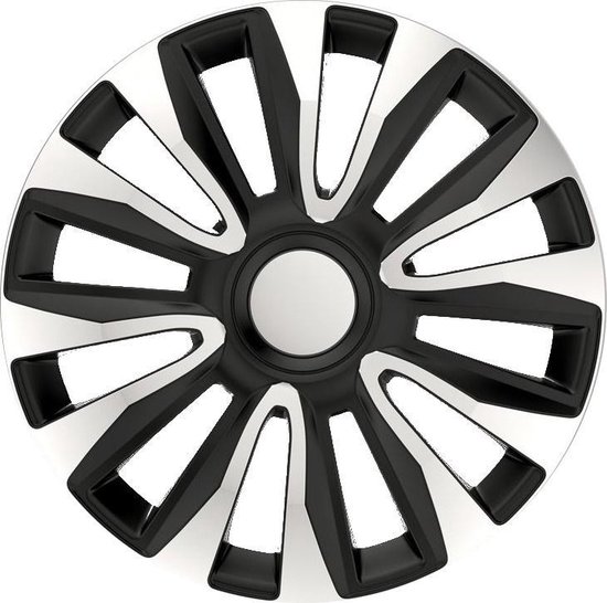 Autostyle Enjoliveurs argent Avalone 15 pouces / noir Jeu de 4 enjoliveurs universels, pour montage sur jantes acier. Surveillez la taille de votre roue.