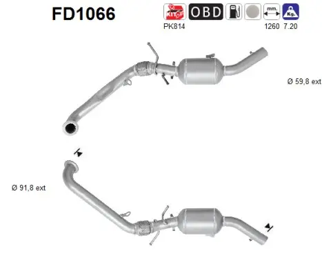 Filtre à particules / à suie, échappement AS FD1066