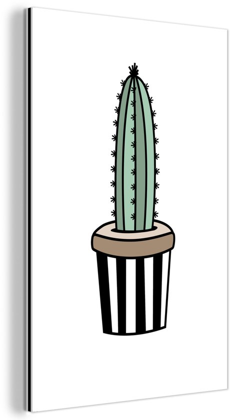 Décoration murale Métal – Aluminium Peinture Industrielle – Cactus – Pot de fleurs – Design – 120×180 cm – Dibond – Photo sur aluminium – Décoration murale industrielle – Pour le salon / chambre