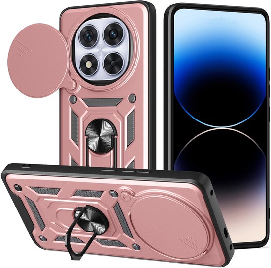 Étui adaptée pour Xiaomi Redmi Note 14 Pro Plus – Coque arrière Phonesta CamShield avec caméra coulissante – Or rose