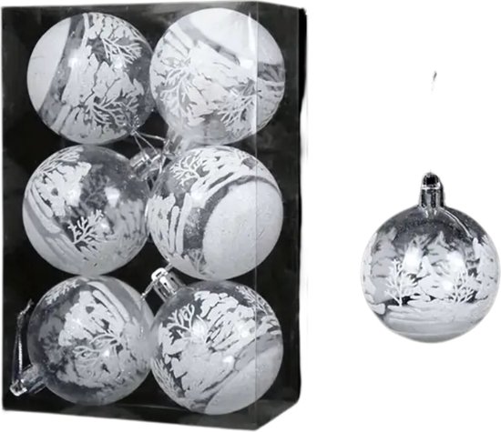 Boules de Noël Bovista – Décorations de Noël – Plastique – Transparent – 6 cm – 6 pièces