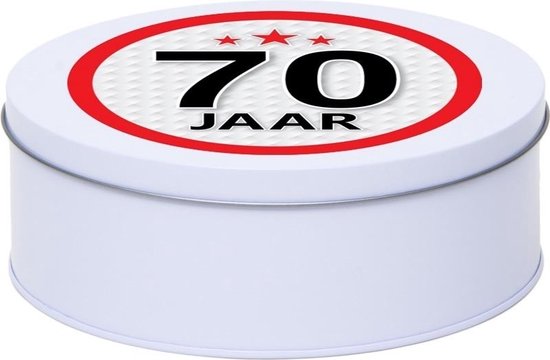 Cadeau / cadeau boîte ronde blanche 70 ans 18 cm – bonbonnières / boîtes à biscuits – emballage cadeau pour anniversaire