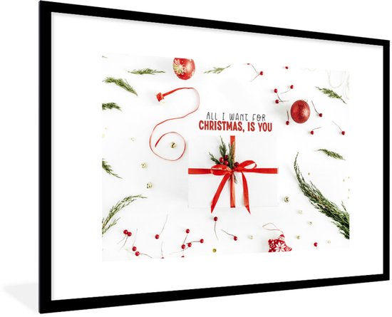 Cadre photo avec poster – Hiver – Rouge – Citation – 90×60 cm – Cadre pour poster – Décoration de Noël – Décoration de Noël – Décorations de Noël salon – Décorations de Noël de Noël – Décoration de Noël pour l&rsquo;intérieur – Noël