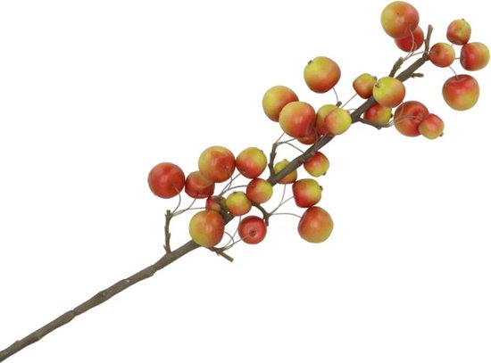 DK Design Branche de fruits de fleurs artificielles avec pommes – 66 cm – rouge/vert – Fleurs artificielles en soie – Branches d&rsquo;automne
