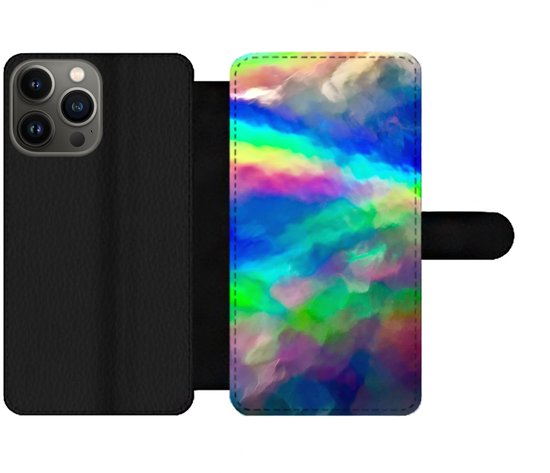 Étui pour téléphone Bookcase iPhone 13 Pro Max – Aquarelle – Art – Psychédélique – Avec compartiments – Étui portefeuille avec fermeture magnétique