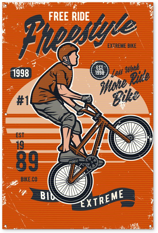 Décoration murale Vélo – Homme – Rétro – 120×180 cm – Affiche de jardin – Toile de jardin