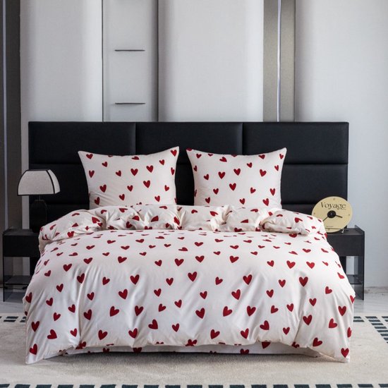 Cotton Market – Parure de Couette Cœurs – Multicolore – 140×200 cm – Microfibre/Mélange de Coton & Fermeture Éclair