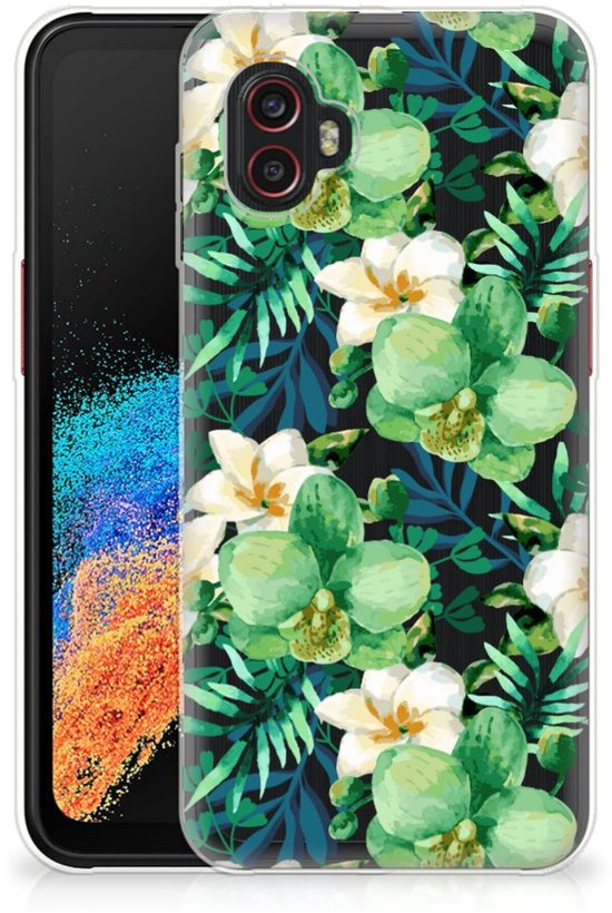 Coque Téléphone pour Samsung Galaxy Xcover 6 Pro TPU Silicone Etui Orchidée Verte