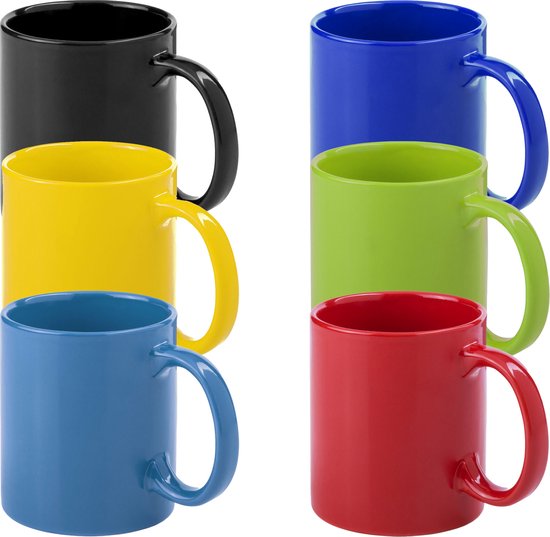 Bellatio Design Tasses à Café /tasses à boire Auxerre – 6x – céramique – mélange multicolore – 370 ml