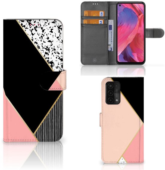 Étui pour téléphone portable OPPO A54 5G | A74 5G | Bookcase A93 5G Noir Pink Formes