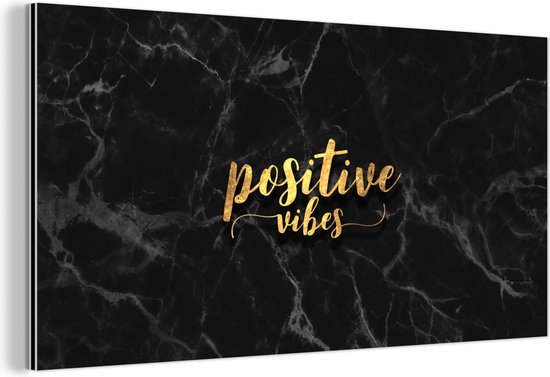 Décoration murale Métal – Peinture Aluminium Industrielle – Citation – Positif – Goud – Marbre – 120×60 cm – Dibond – Photo sur aluminium – Décoration murale industrielle – Pour le salon/chambre