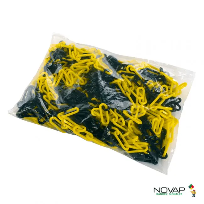 NOVAP – Chaîne de signalisation \Ø 8mm x 25m – Jaune et noir en sac – 1185180