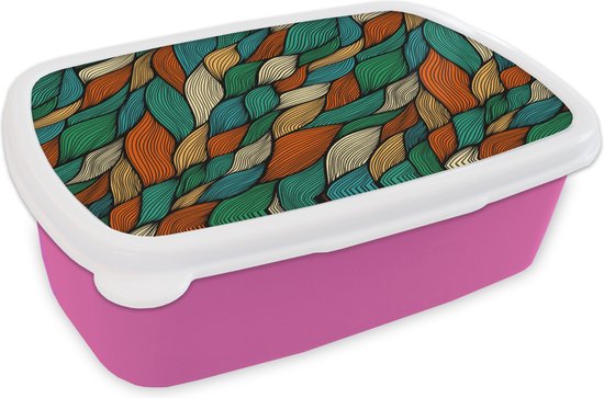 Boîte à pain Rose – Boîte à lunch – Boîte à pain – Line – Automne – Bohème – Motifs – 18x12x6 cm – Enfants – Fille