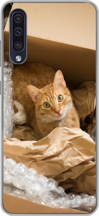 Convient pour coque Samsung Galaxy A30s – Chat – Boîte – Rouge – Coque de téléphone en Siliconen