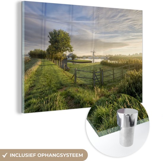 Barrières dans le paysage du parc national anglais The Broads Plexiglas 120×80 cm – Tirage photo sur Glas (décoration murale en plexiglas)
