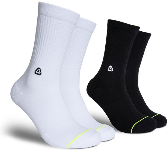 Chaussettes de sport FLINCK Pro Essentials (lot de 2) Zwart et Wit – Tailles 39-41 – Qualité supérieure – Unisexe – Design sans coutures pour le crossfit, la Course à pied, le Fitness, le Vélo et plus encore