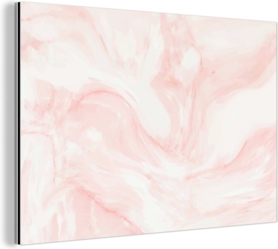 Décoration murale Métal – Peinture Aluminium Industrielle – Marbre – Wit – Rose – Pastel – 60×40 cm – Dibond – Photo sur aluminium – Décoration murale industrielle – Pour le salon/chambre