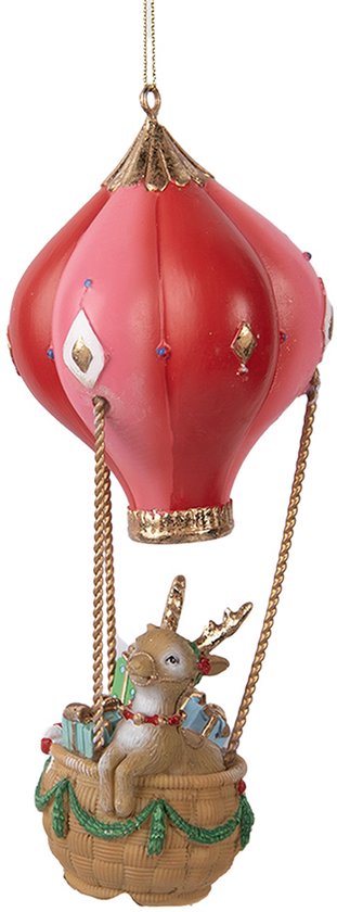 Clayre & Eef Suspension de Noël Montgolfière Ø 7×17 cm Plastique Rouge