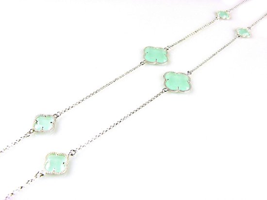 collier trèfles fermés modèle Fiori en trèfles vert menthe argent
