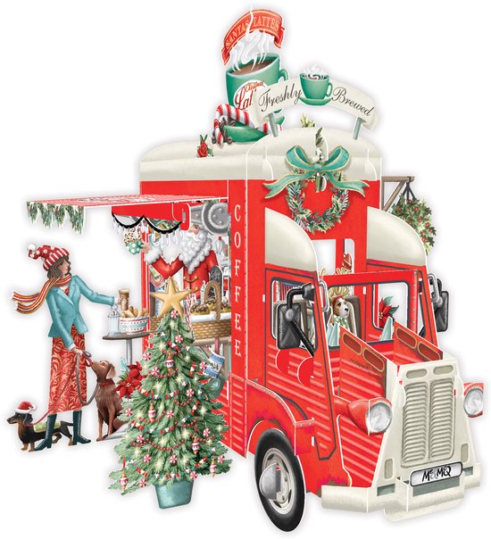 Carte de vœux 3D Pop Up Christmas Coffee – Carte de Noël découpée au laser
