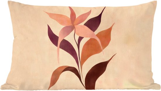Coussins Coussins décoratifs – Oreillers de salon – 60×40 cm – Minimaliste – Bloem – Feuilles – Beige
