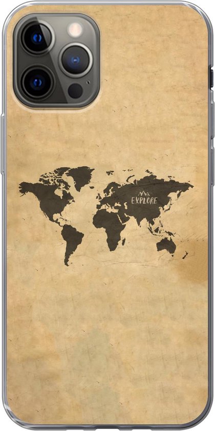 Coque iPhone 13 Pro – Wereldkaart – Vintage – Explorer – Siliconen