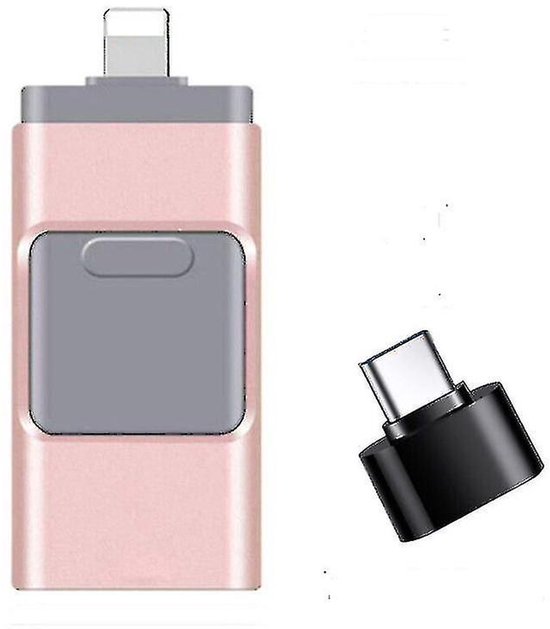 Clé USB 4-en-1/stick de stockage pour iPhone, iPad, pc, iOS et Android (64 GB, rose)