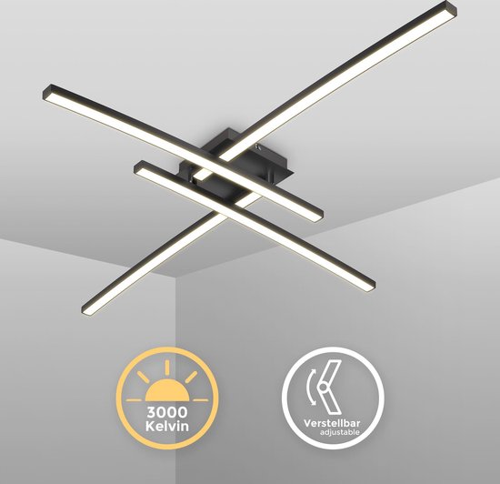B.K.Licht – Plafonnier – lampe de plafond – pivotant – blanc – 20W – 3000K – 2200 – noir