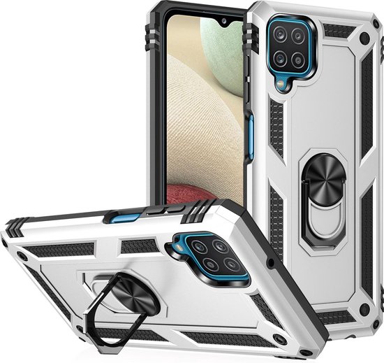 Coque Samsung A12 – Coque Galaxy A12 Zliver Coque Anti-Shock Hybrid Armor Support de Ring Coque arrière en TPU avec béquille