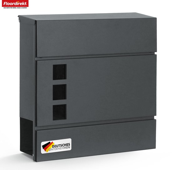 Boîte aux lettres murale FLOORDIREKT Jules – Couleur anthracite – Avec fenêtre et compartiment à journaux