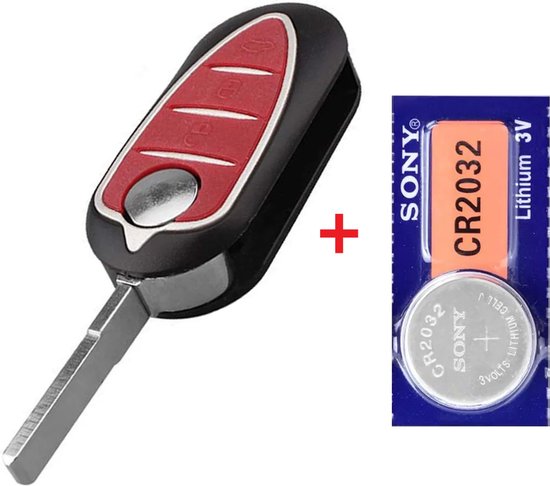 Boîtier de clé de voiture adapté pour clé rabattable à 3 boutons Alfa Romeo / Alfa Romeo Mito / Alfa Romeo Giulietta. Avec pile CR2032.