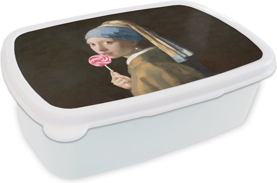 Boîte à pain Wit – Boîte à lunch – Boîte à pain – Fille à la perle – Johannes Vermeer – Sucette – 18x12x6 cm – Adultes