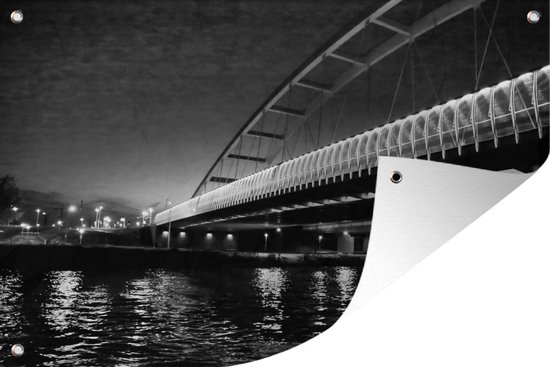 Décoration de jardin Pont sur le Rhin dans la ville néerlandaise d&rsquo;Utrecht – noir et blanc – 60×40 cm – Affiche de jardin – Toile de jardin – Affiche d&rsquo;extérieur