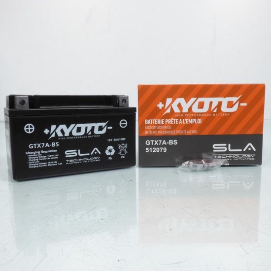 Batterie SLA Kyoto pour Scooter Peugeot 125 Django 4T Allure 2014 à 2018 YTX7A-BS SLA / 12V 6Ah Neuf