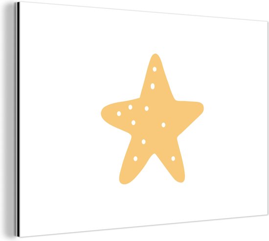Décoration murale Métal – Peinture Aluminium Industriel – Étoile – Filles – Garçons – Oranje – Pois – Enfants – 90×60 cm – Dibond – Photo sur aluminium – Décoration murale industrielle – Pour le salon/chambre