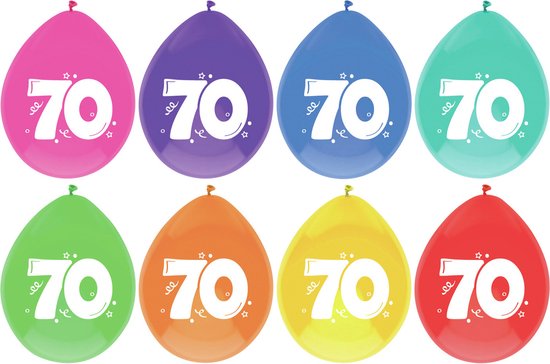 Ballons Haza – 70 ans – anniversaire d&rsquo;âge – 24 pièces – 29 cm