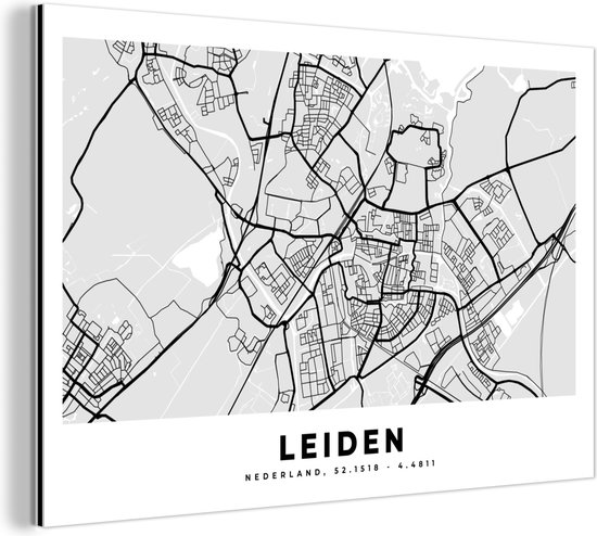 Décoration murale en métal – Peinture en aluminium – Plan de la ville – Leiden – Pays- Nederland – 30×20 cm