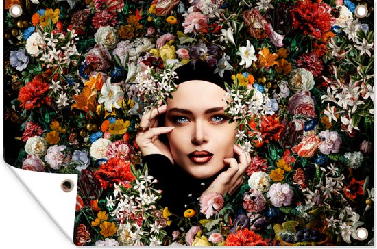 Décoration murale Bloem – Femme – Portrait – Botanique – 180×120 cm – Poster jardin – Toile jardin – Poster extérieur