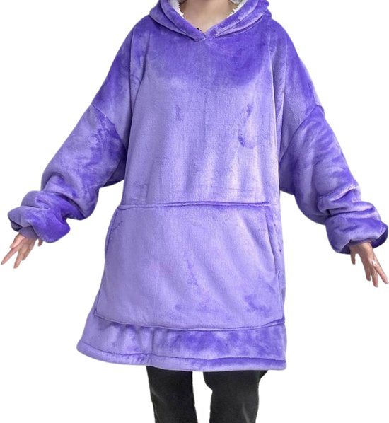 Couverture câline – Plaid – Onesie – Couverture à capuche avec manches – Blanket polaire – Femmes – Hommes – Enfants – Extra doux – Violet