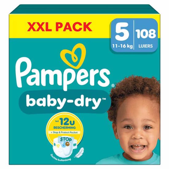 Couches Pampers Bébé Dry Taille 5 (11-16 kg) 108 pièces