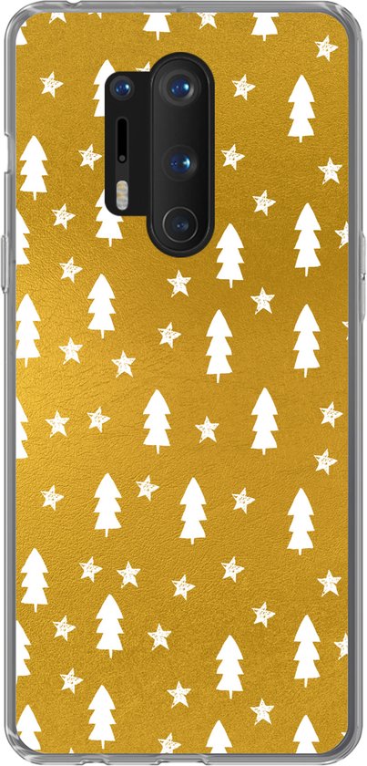 Coque OnePlus 8 Pro – Sapin de Noël – Étoiles – Or – Siliconen