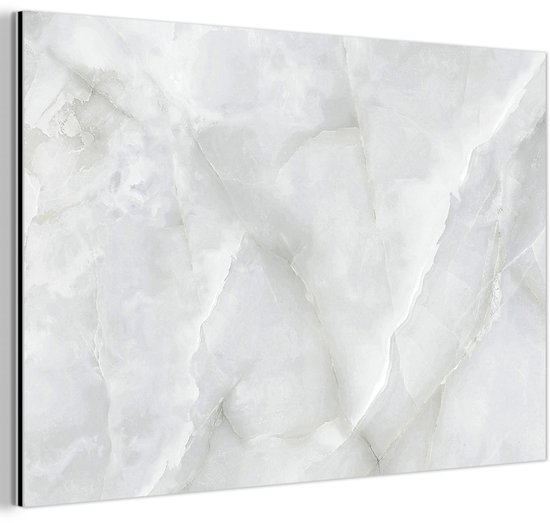 Décoration murale Métal – Peinture Aluminium Industrielle – Marbre – Wit – Motifs – Pierre – Aspect Marbre – 120×80 cm – Dibond – Photo sur aluminium – Décoration murale industrielle – Pour le salon/chambre