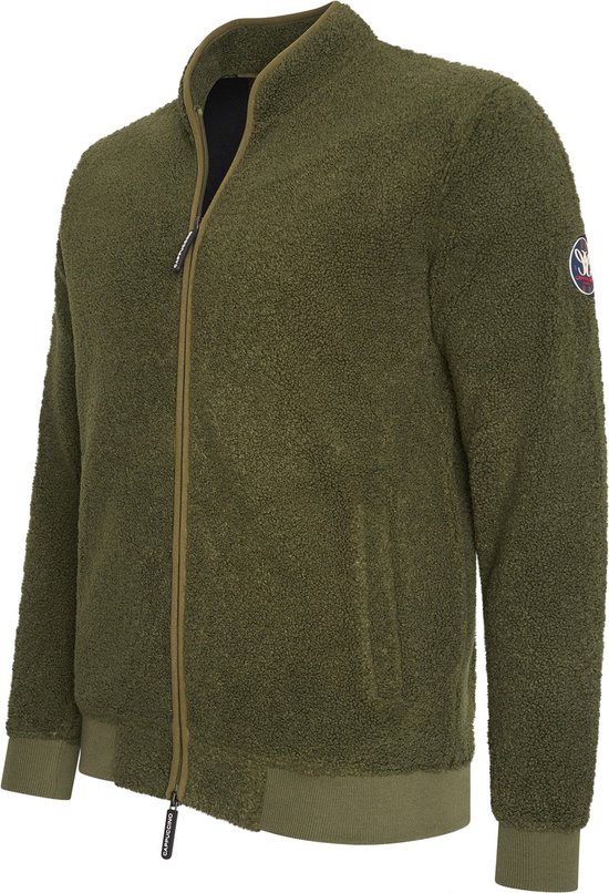 Cappuccino Italia – Sweats pour hommes Cardigan en polaire Sherpa – Vert – Taille XL