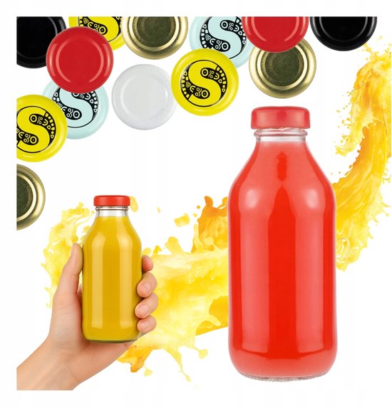 Bimberek SOCZEK Série – Bouteille en Verre pour Jus – 330ml – Bouchon à Vis avec Filetage Fin – Diverses Couleurs